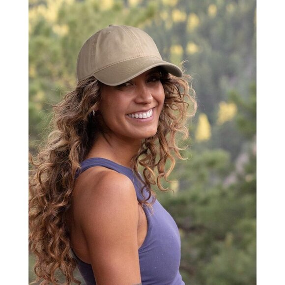 Women\'s Light Khaki Vintage Washed Unstructured Baseball Cotton Adjustable Cap main image 4